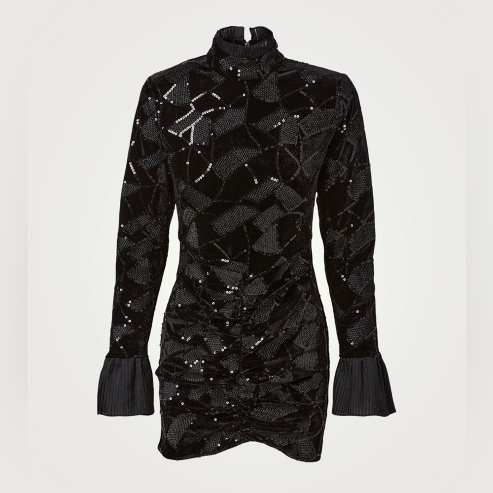 Rotate Birger Christensen Miki Mini Dress w/Pleated Cuffs